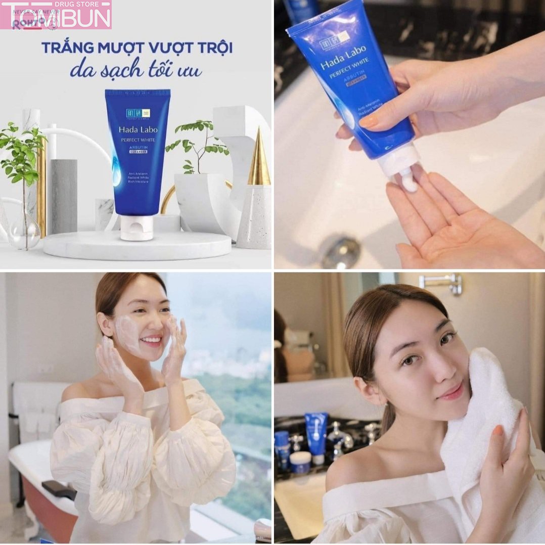 SỮA RỬA MẶT HADA LABO PERFECT WHITE ARBUTIN CLEANSER DƯỠNG DA SÁNG MỊN ẨM MƯỢT