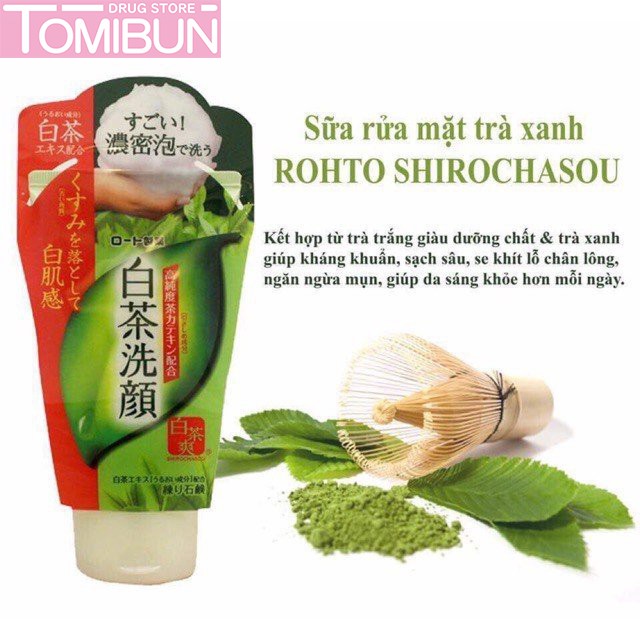 SỮA RỬA MẶT TRÀ XANH ROHTO SHIROCHASOU GREEN TEA FOAM