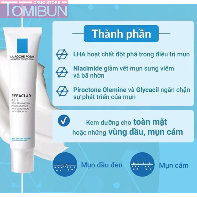 KEM TRỊ MỤN ĐẦU ĐEN VÀ GIẢM BÓNG NHỜN LA ROCHE POSAY EFFACLAR K+